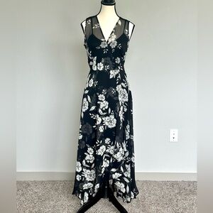 NWT Calvin Klein Mesh Sleeveless Floral High Low Maxi Dress 90s Y2K vibes